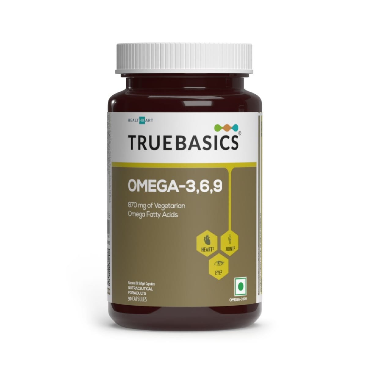 TrueBasics Omega-3,6,9 (90 Capsules) | 870mg of Vegetarian Omega Fatty Acids | With Clinically Researched Ingredient | For Healthy Heart, Hair, Skin, Joints, Brain, & Eyes-picture-15