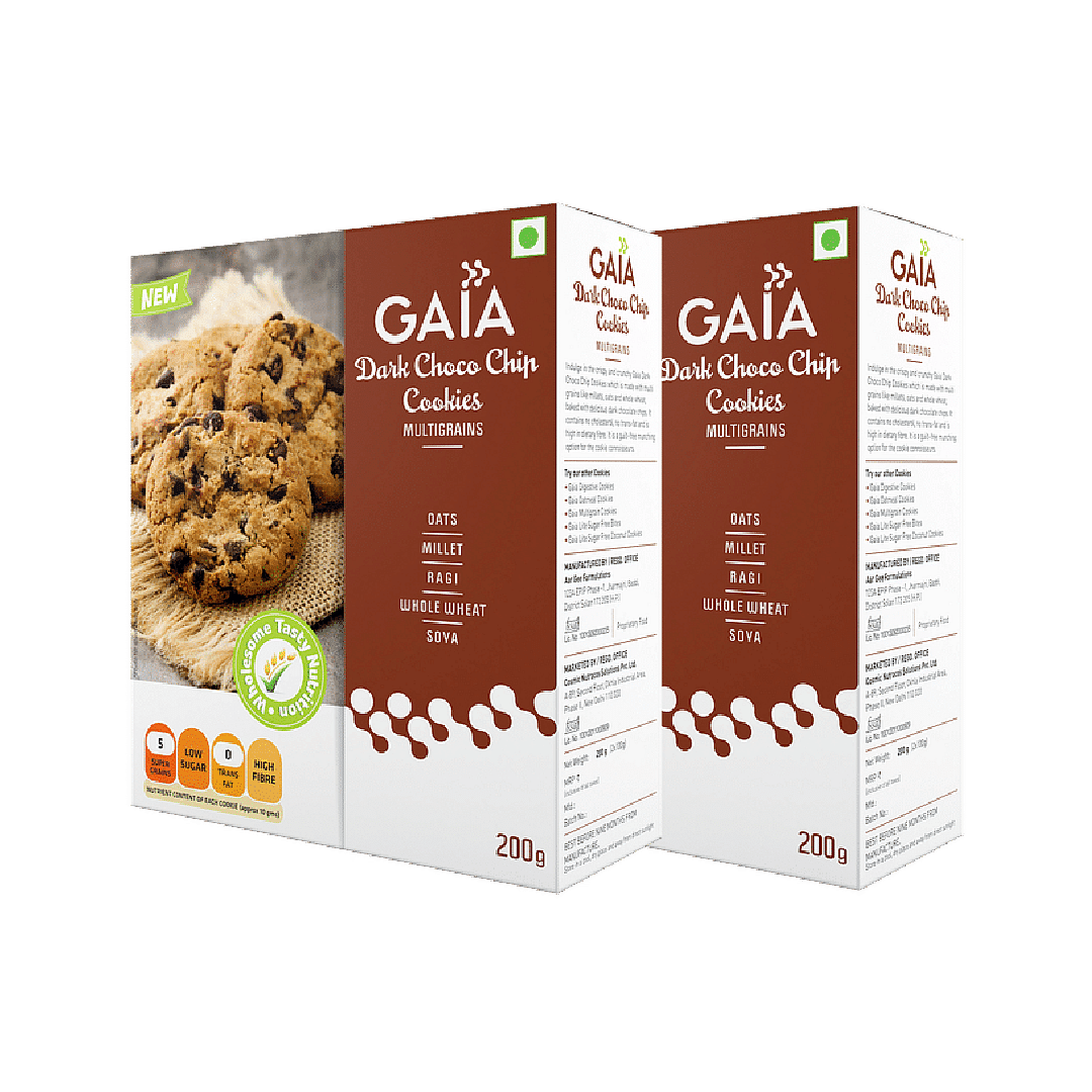 

Gaia Dark Choco Chip Cookies 200g | Pack of 2