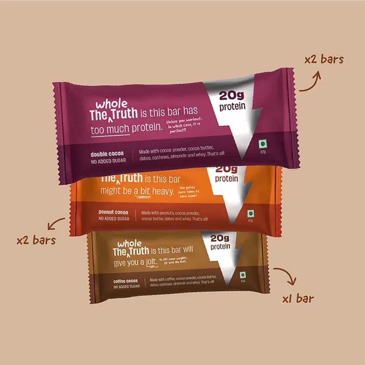 The Whole Truth - High Protein All in One 20g Protein Bar - 5 Bars x 67g each-picture-20