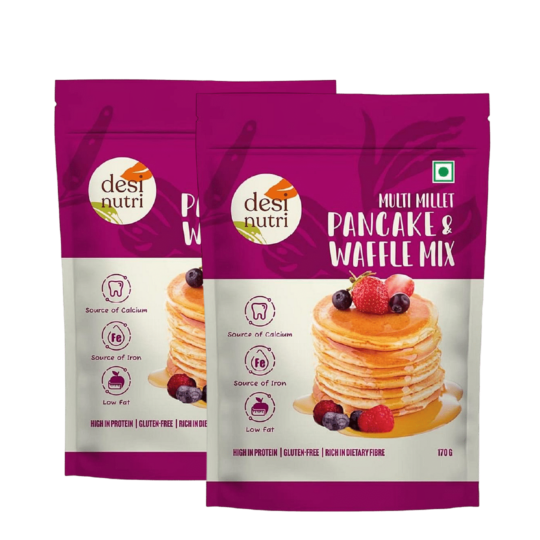 

Desi Nutri Multi Millet Pancake & Waffle Mix | Ready to Eat Multi Millet Pancake & Waffle Mix | Pancake & Waffle Mix - 170 gms | Rich in Iron and C...