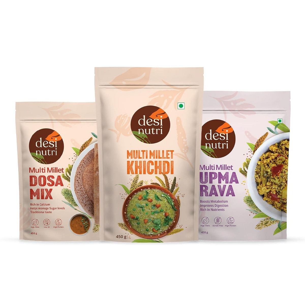 

Desi Nutri Multi Millet Buy 2 & Get 1 Free (Buy Dosa Mix + Khichdi and Get Upma Rava FREE) | Instant Dosa Mix | Multi Millet Khichdi Mix | Instant ...