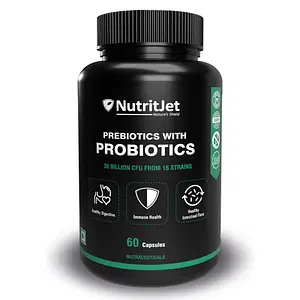 NutritJet Probiotics 30 Billion CFU (16 Probiotic Strains) – 60 Vegetarian Capsules
