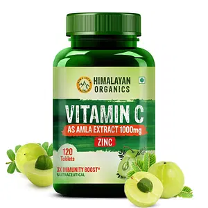 Himalayan Organics Vitamin C 1000mg | 120 Veg Tablets | Zinc | Immunity Booster