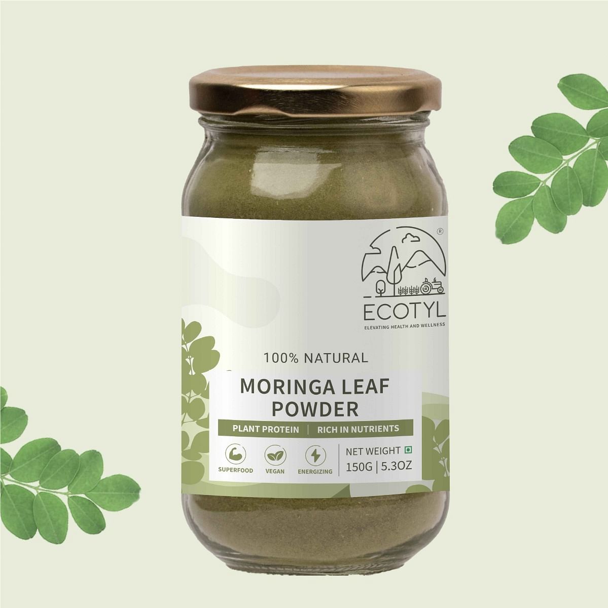 

Ecotyl Moringa Leaf Powder | Natural Multi-Vitamin | Good for Hair & Skin | 150g