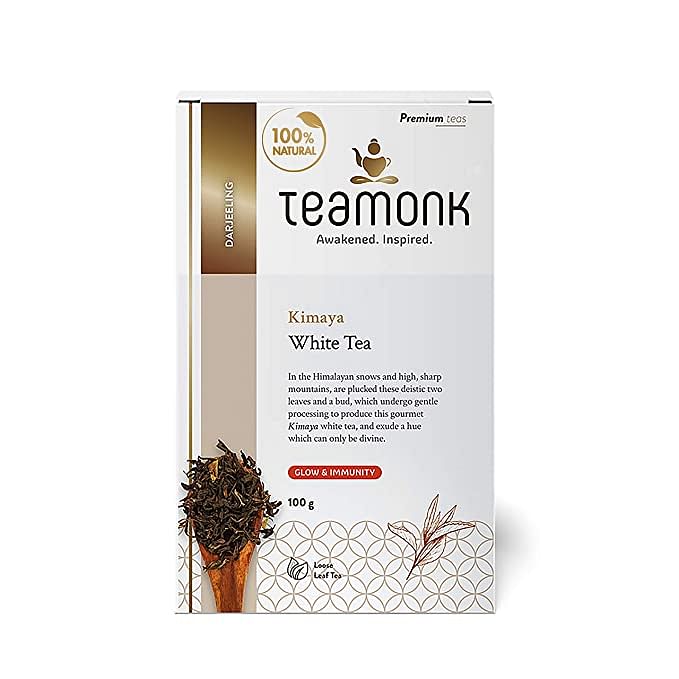 

Teamonk Kimaya USDA Certified Organic Darjeeling White Tea Leaves Box (Makes 50 Cup of White Tea) - 100 gm Bag Pack. Antioxidant Rich Tea for Glowi...