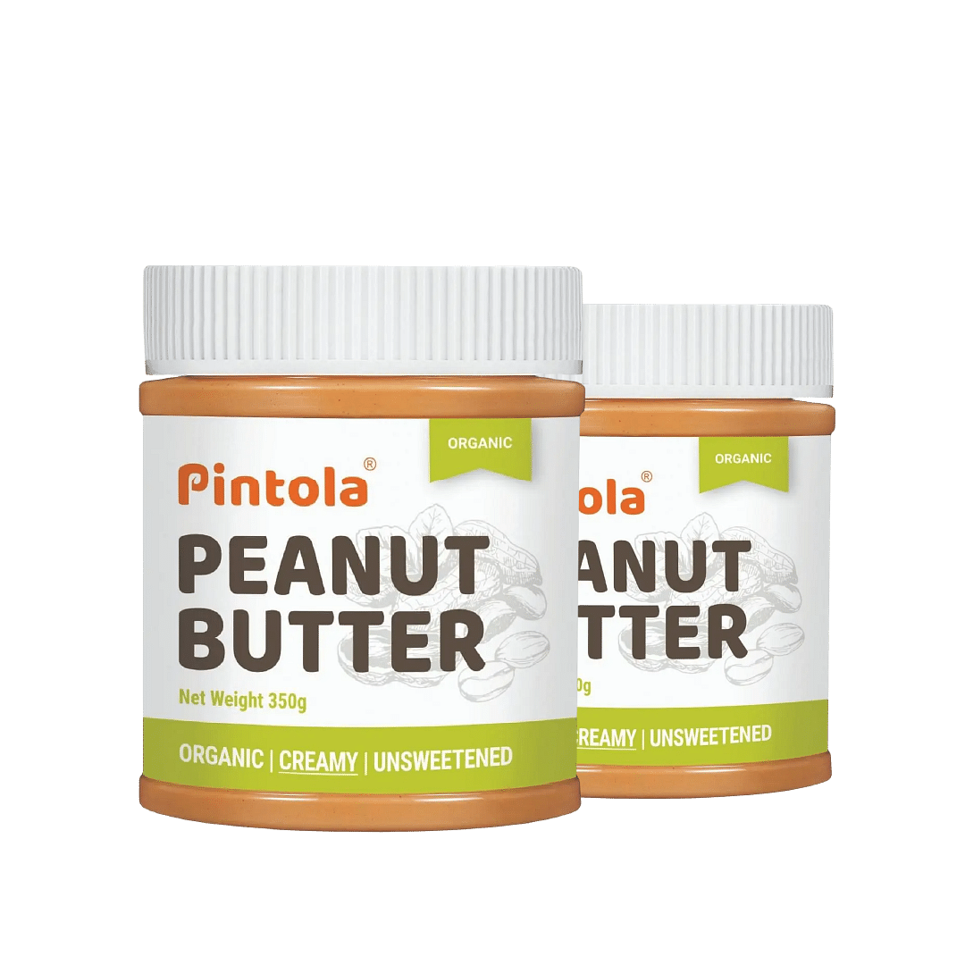 

Pintola Organic Peanut Butter High in protein & fiber | Naturally Gluten-Free, Zero Added Sugar, Zero Cholestrol |Unsweetened, Creamy, 350g | Pack ...