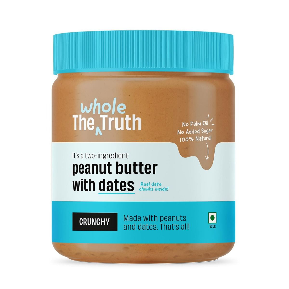 

The Whole Truth - Peanut Butter With Dates (Sweetened) | 325 g | Crunchy | No Added Sugar | No Artificial Sweeteners | No Palm Oil | Gluten Free | ...