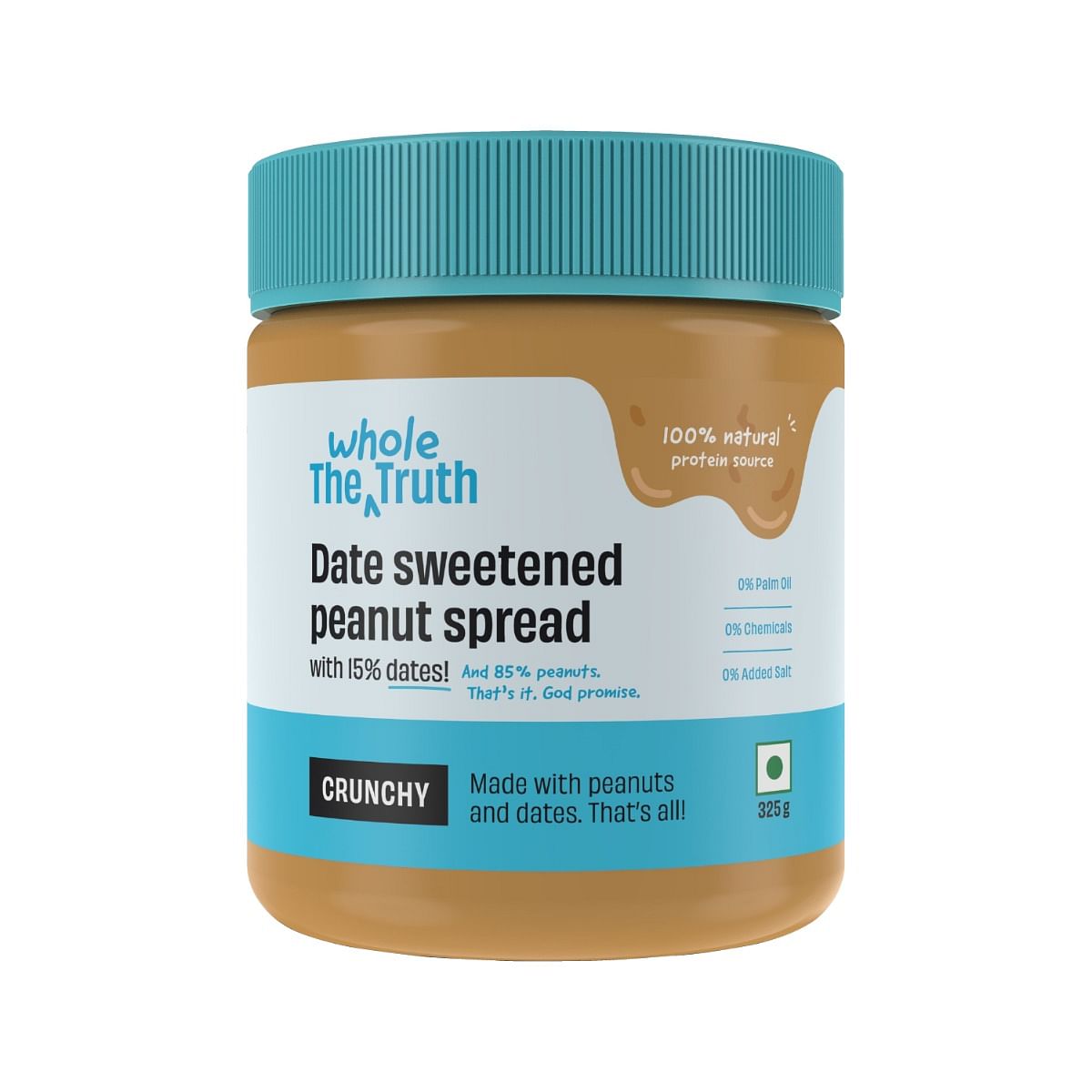 

The Whole Truth - Peanut Spreads With Dates (Sweetened) | 325 g | Crunchy | No Added Sugar | No Artificial Sweeteners | No Palm Oil | Gluten Free |...