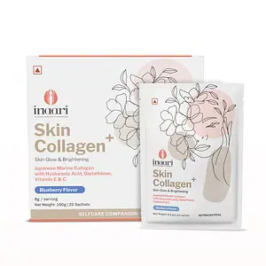 Inaari Collagen Plus Powder, 160gm | Collagen Supplements For Women | Japanese Marine Collagen Type 1 & 3| Glutathione, Vitamin C&E For Healthy Glowing Skin | Hyaluronic Acid (Blueberry Sachet Pack)