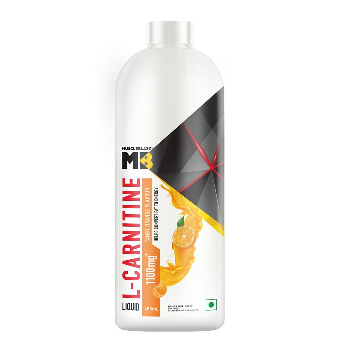 MuscleBlaze Liquid L-Carnitine 1100mg | Helps Convert Fat into Energy (Tangy Orange, 450ml, 30 Servings)