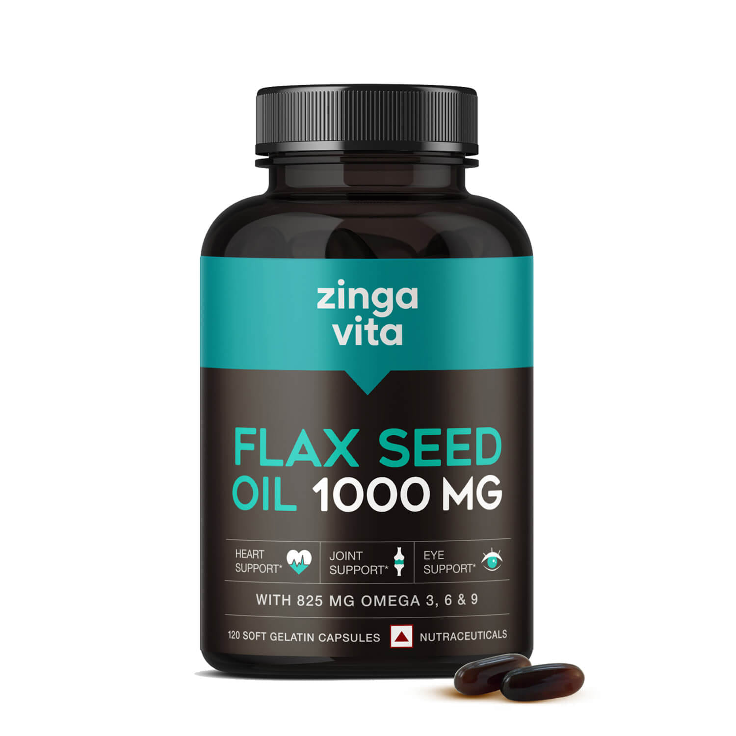 Zingavita Natural Flaxseed Oil 1000 mg with Omega 3 6 9 (120 Softgels