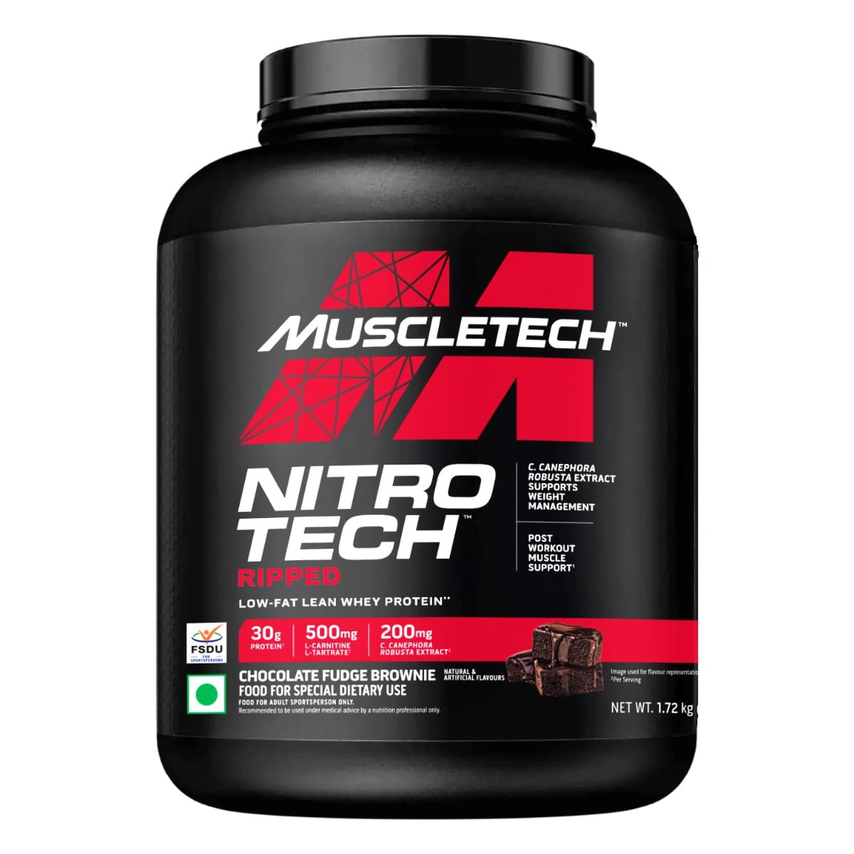 MuscleTech Nitrotech Ripped,1.72 Kg (3.8Lbs),Chocolate Fudge Brownie,Low Fat Lean Whey Protein,+ Weight Management,30 G From Whey Protein,500 G (L-Carnitine & L-Tartrate),200 Mg C,41 Servings-image-11