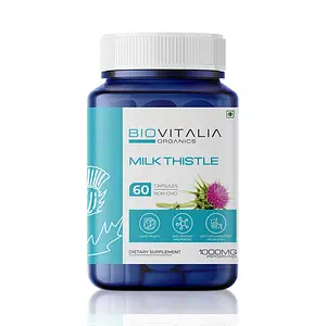 Biovitalia Organics Premium Milk Thistle Capsules for Liver Health & Antioxidant Support - Silybum Marianum Extract - 60 Vegan Capsules - Dietary Supplement
