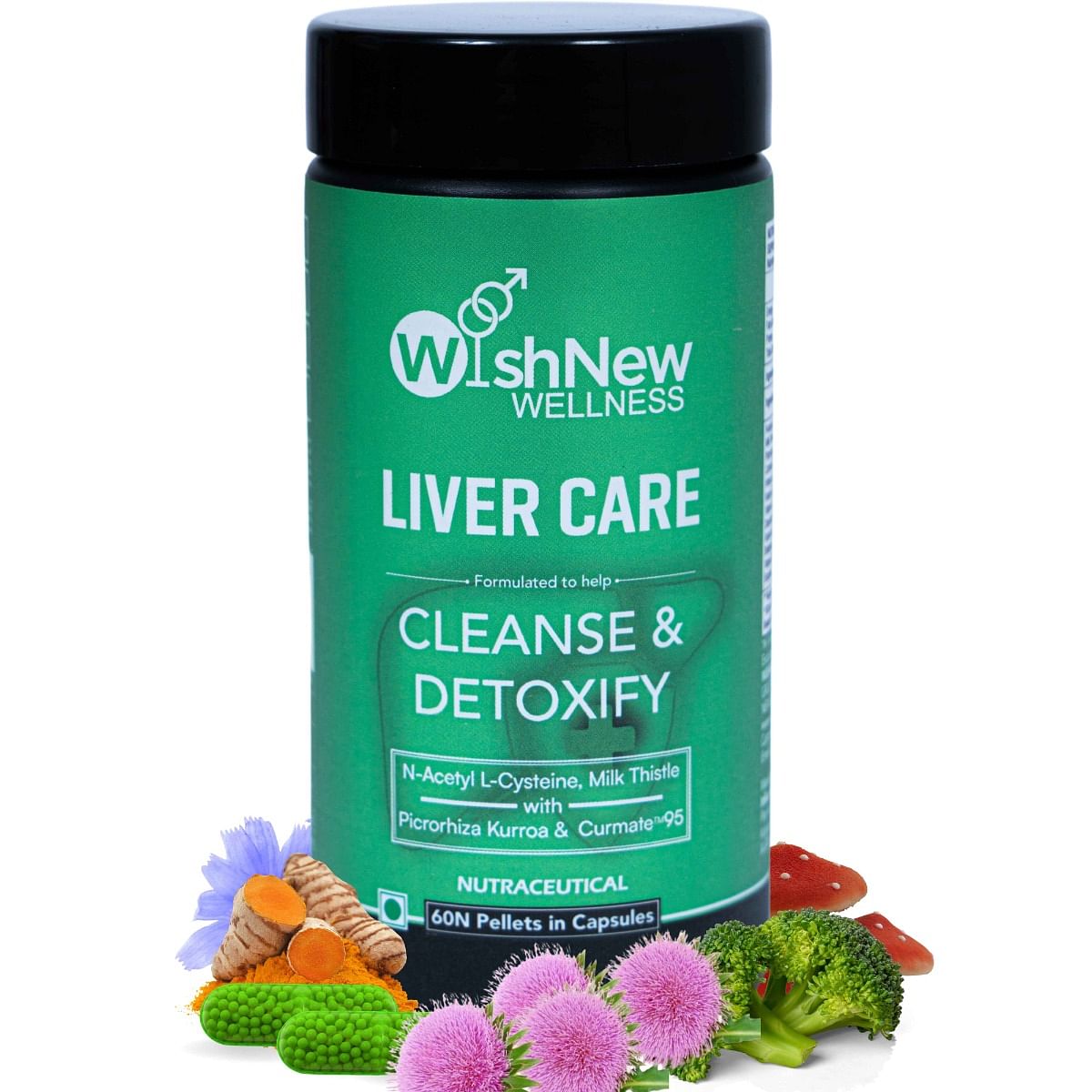 

WishNew Wellness LIVER CARE Advanced Formula, 60 Vegetarian Capsules | Comprehensive Liver Detox & Health Support | 2 Capsules Daily Serving