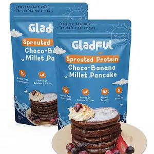 Gladful Sprouted Pancake Choco Banana with Millet Lobia Masoor Protein for Kids & Families - Pack of 2 - 300 Gms