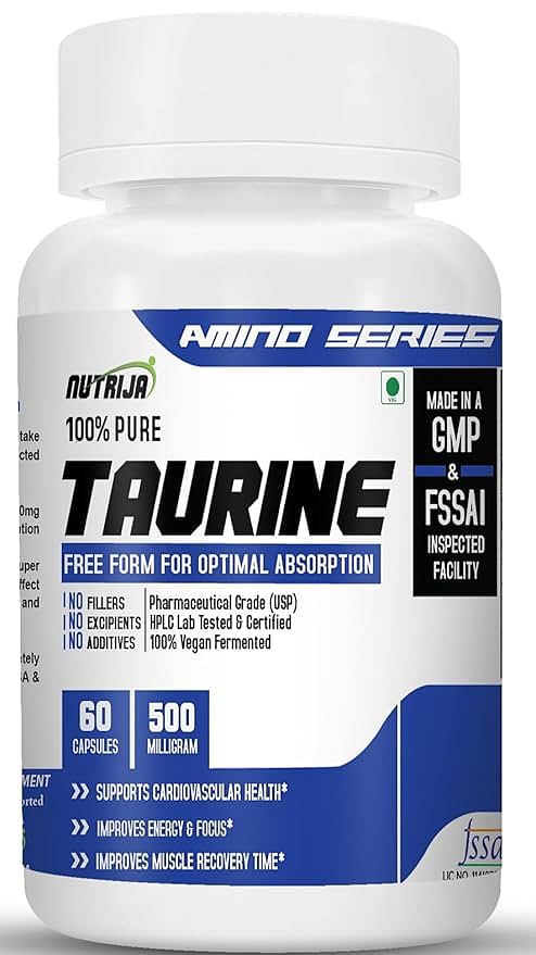 

NutriJa L-Taurine 500mg 100% Pure & USP Grade - 60 Capsules