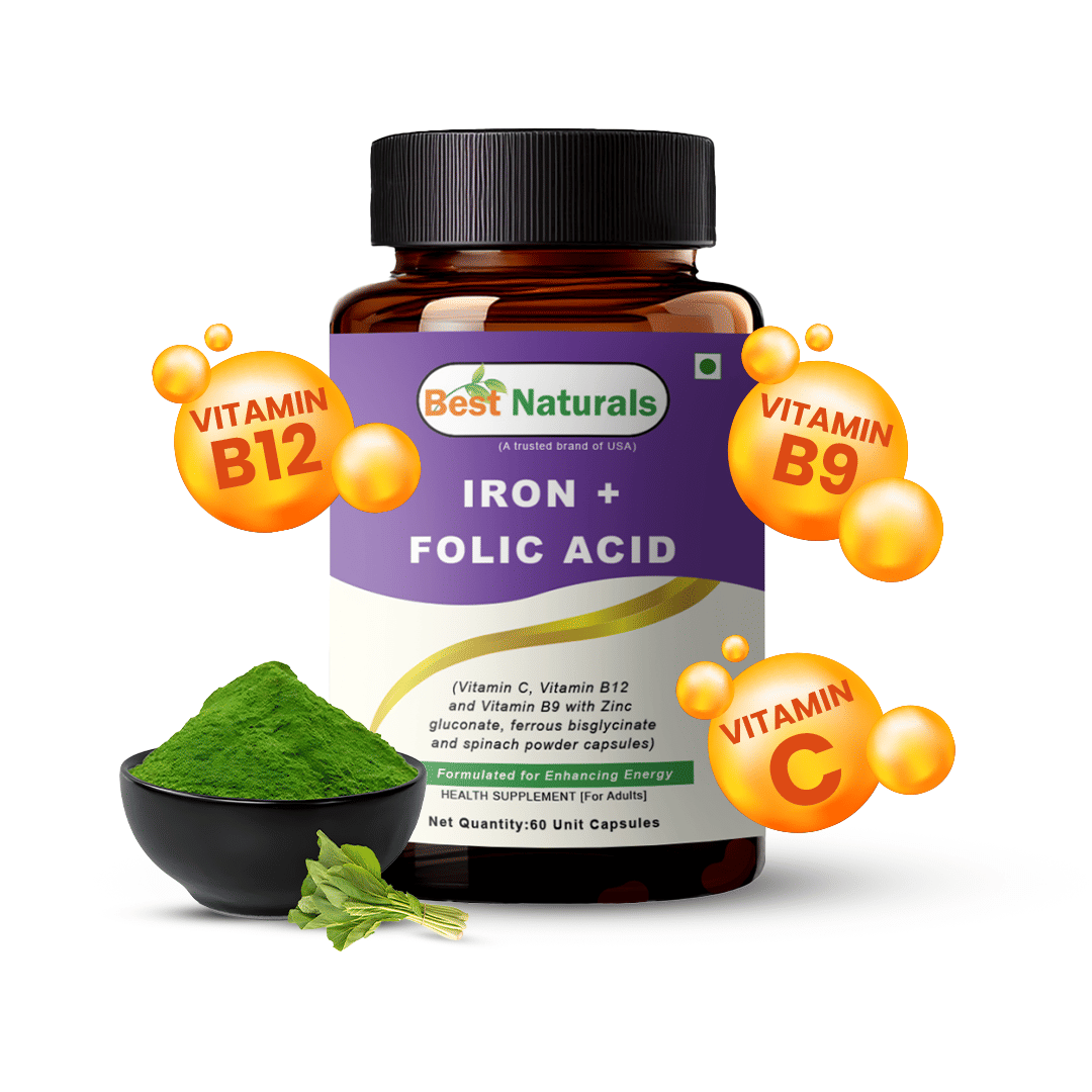 

Best Naturals Iron + Folic Acid – 2-Month Supply – 60 Capsules – Trusted Brand from USA