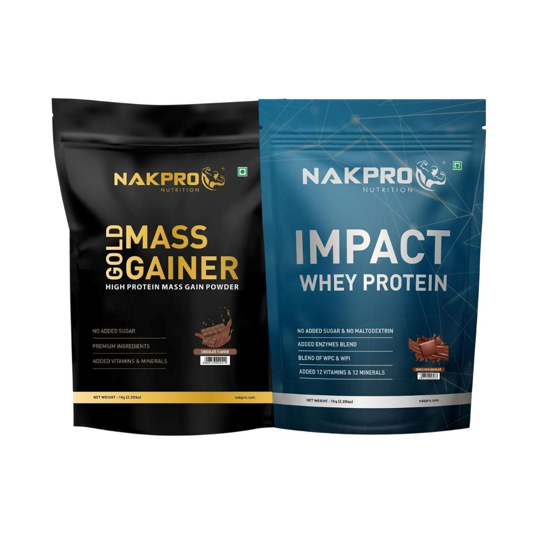 

NAKPRO Impact Whey Protein 1kg|Isolate & Concentrate|100% Authentic Supplement Powder - Double Rich Chocolate Flavour|Nakpro Gold Mass Gainer Powde...
