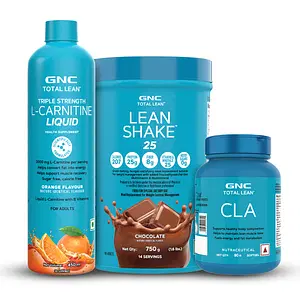 GNC Slimming Kit | Total Lean CLA (90 Tablets) | L-Carnitine Liquid (Orange, 450ml) | Lean Shake (Chocolate, 1.6lbs) | Maintains Lean Muscles | Burns Fat for Energy | Promotes Healthy Weight Loss