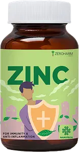 ZEROHARM Plant based Zinc supplement | Zinc tablets | Strengthens immunity | Healthier skin | Reduces acne | Improves iron absorption| Healthy heart functioning | Speeds up wound healing