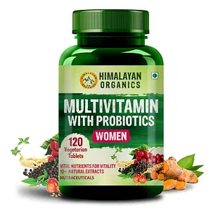 Himalayan Organics Multivitamin With Probiotics Supplement For Women | 120 Veg Tablets | Skin | Hair | Joint