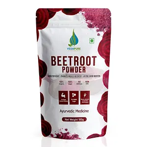 Vedapure Naturals Pure Beetroot Powder | Natural Anti-Oxidant for Heart Health & Energy Boost | Promotes good Skin & Hairs | - 100 Gm