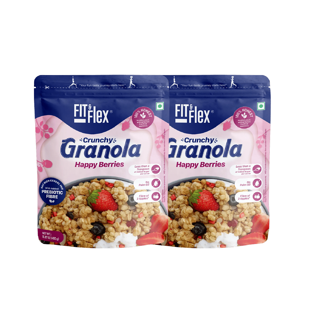 

Fit And Flex Baked Granola Breakfast Cereal - Happy Berries - 450g | Pack of 2