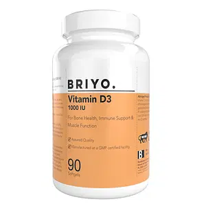 Briyo Vitamin D3 1000 IU - For Bone Health, Muscle Function And Immune Support Strength Immune System Better Energy for Healthy and Strong for Men/Women