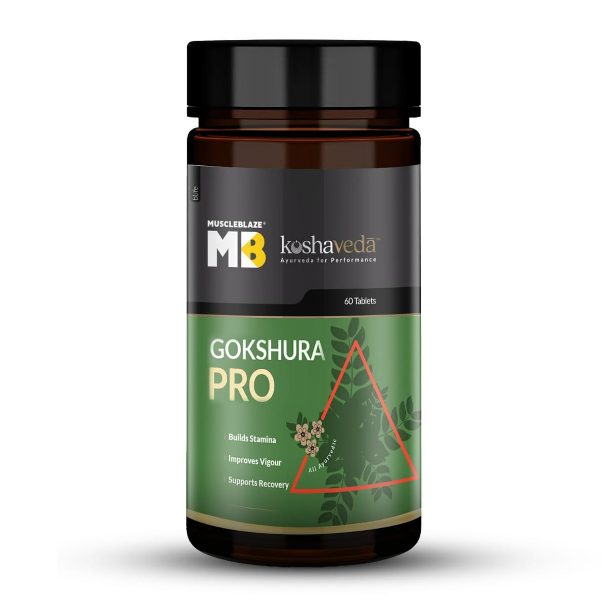 Koshaveda by MuscleBlaze Gokshura Pro | With 6 Ayurvedic Herbs, Builds Stamina & Supports Recovery (60 Tablets)