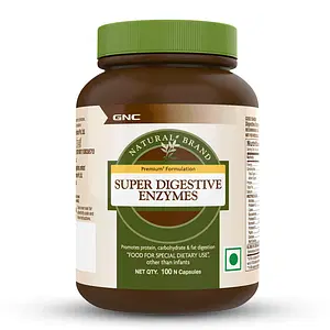 GNC Super Digestive Enzymes | Prebiotics & 11 Potent Enzymes | Reduces Bloating & Gas | Prevents Acidity & Indigestion | Maintains Regular Bowel Motions | Supports Healthy Gut | 100 Veg Capsules