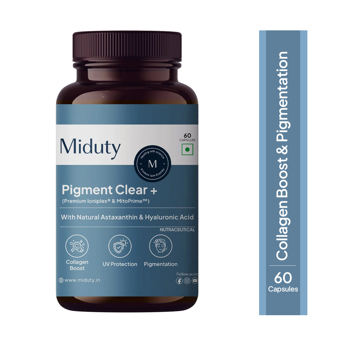 

Miduty Pigment Clear - Glutathione -Hyaluronic Acid-Skin Brightening - Pigmentation - 60 Capsule