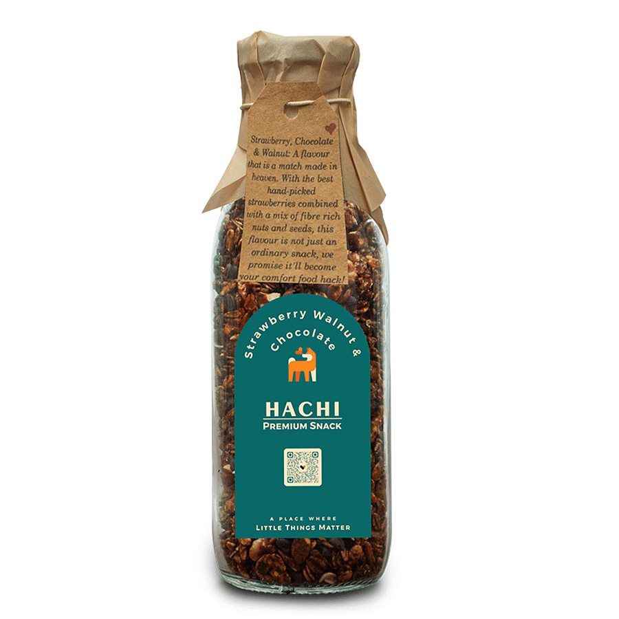 

Hachi With Love Premium Strawberry Walnut & Chocolate Granola Bottle (Seasonal) (500g)