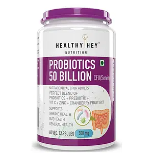 HealthyHey Nutrition Probiotics 50 Billion 500mg | 60 Capsules | Immune Health | Gut Health | General Health