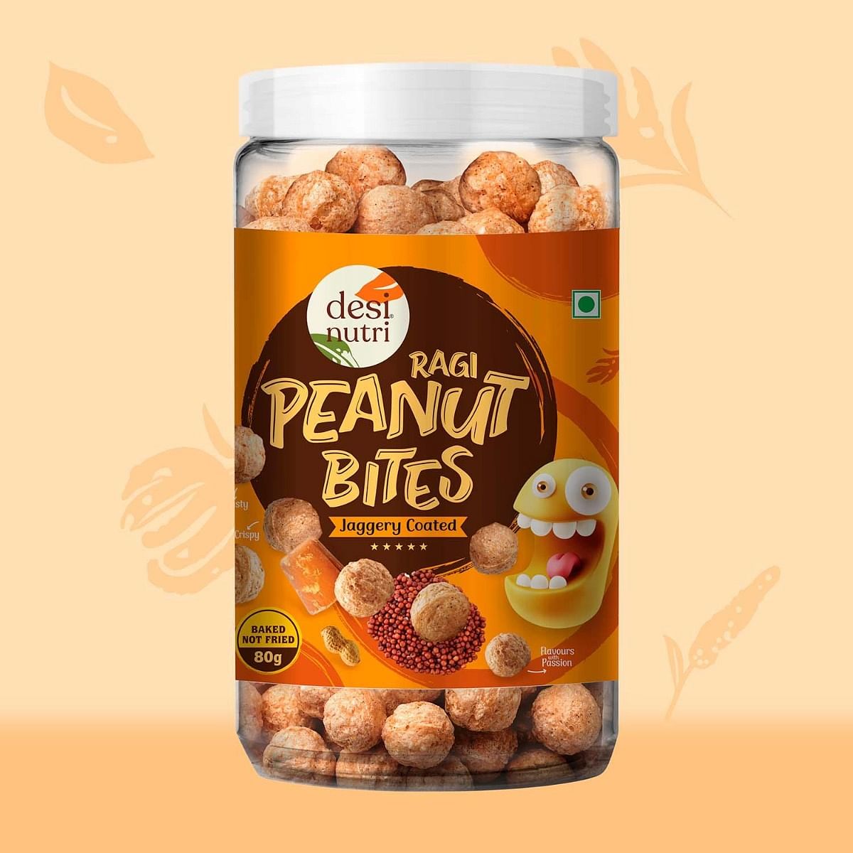 

Desi Nutri Peanut Bites Jaggery Coated | Ready to Eat Peanut Bites Jaggery Coated | Peanut Bites Snacks | Peanut Bites Jaggery Coated - 80 gms | Ri...