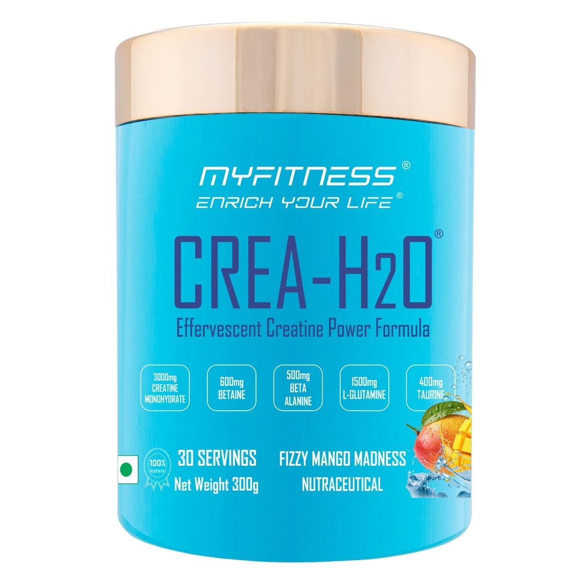 

MYFITNESS ® CREA-H2O - FIZZY MANGO MADNESS (300GMS)