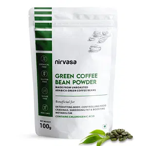 Nirvasa Green Coffee Powder, For Weight Management, enriched with Raw Unroasted Arabica Green Coffee Powder, Vegan, Sugar Free, NON-GMO, Gluten Free, 1B (1 X 100g)