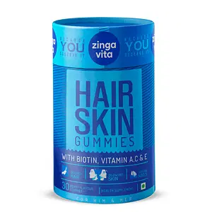 Zingavita Biotin Skin & Hair Vitamin Gummies for Women - 3 Veg Multivitamin Gummies | Mix Berry Flavour | 1 Daily