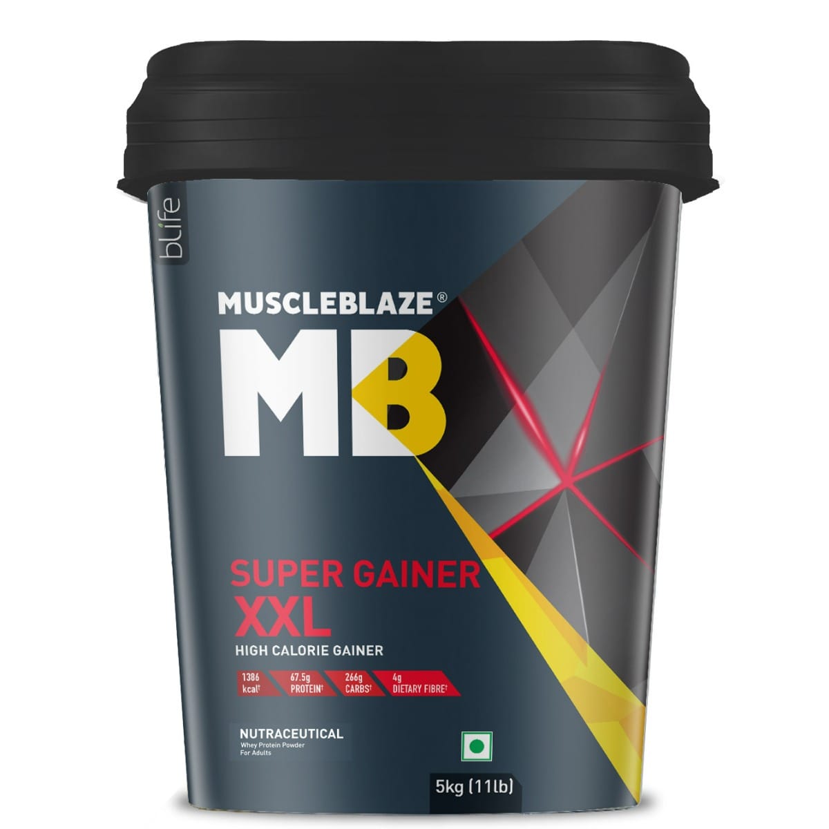 MuscleBlaze Super Gainer XXL, For Muscle Mass Gain (Banana, 5 Kg/ 11 lb)