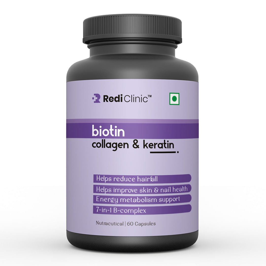 

RediClinic Biotin Capusles | Hair Growth and Anti-Hair Fall Capsules | Biotin Capsules for Hair, Skin and Nails - 60 Capsules