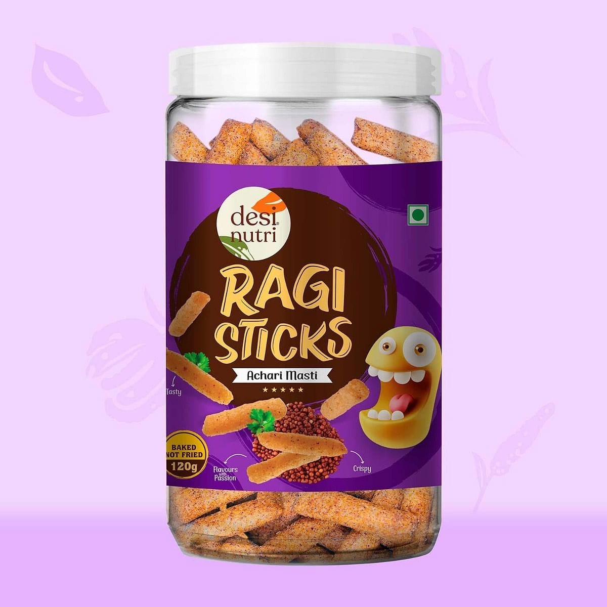 Desi Nutri Ragi Sticks Achari Masti | Ready to Eat Ragi Sticks Achari Masti | Snacks | Ragi Sticks Achari Masti| Rich in Iron & Protein - 120g-picture-13