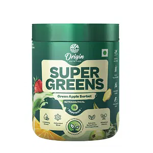 Origin Nutrition Supergreens (Green apple flavour) 100% Natural Ingredients with 23 Superfoods & No Added Sugar for Daily Health, Digestion, Energy & Immunity,120g
