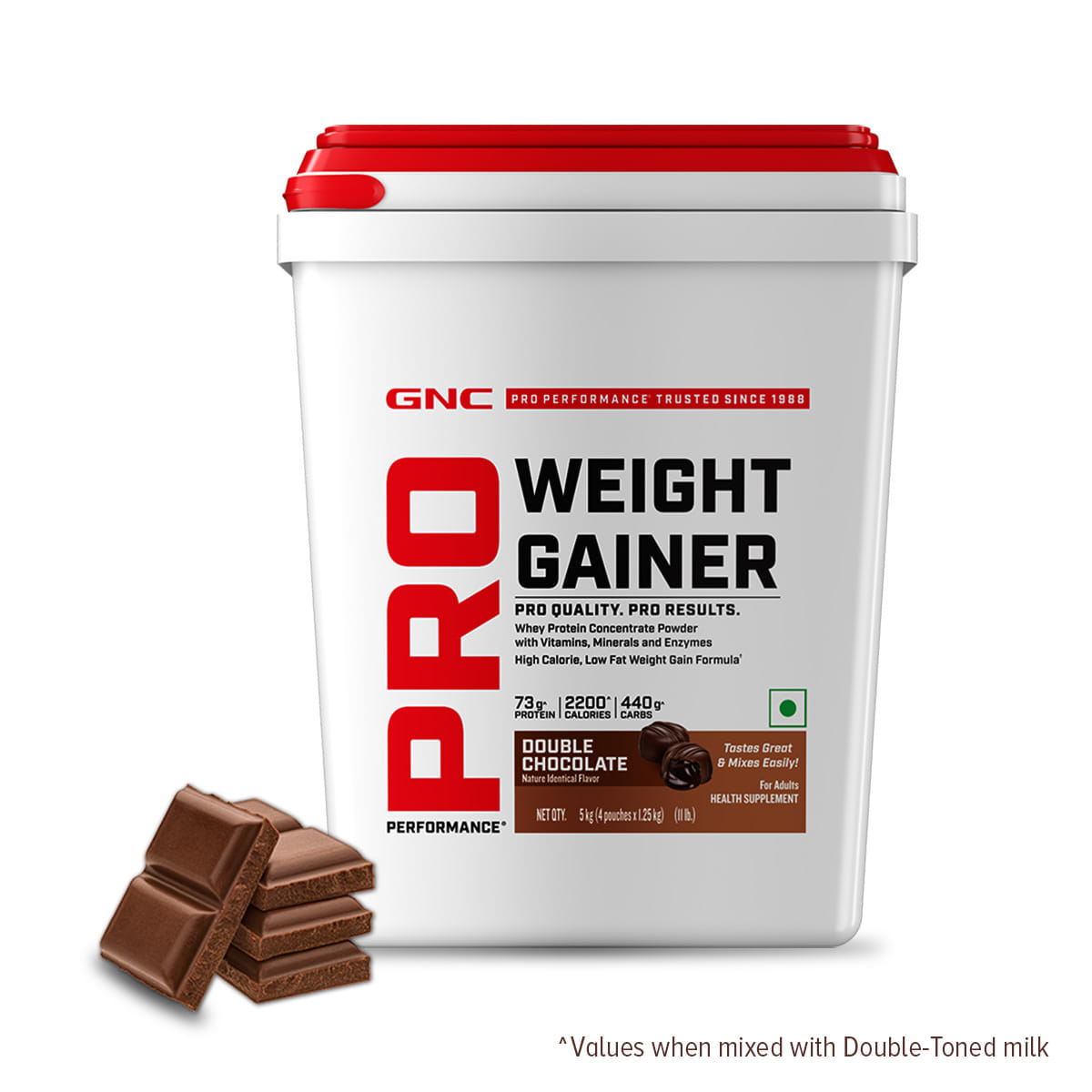 

GNC PRO PERFORMANCE WEIGHT GAINER 5 KG | 10 SERVINGS | 73G PROTEIN | DOUBLE CHOCOLATE | BODY GAINS | MUSCLE | METABOLISM