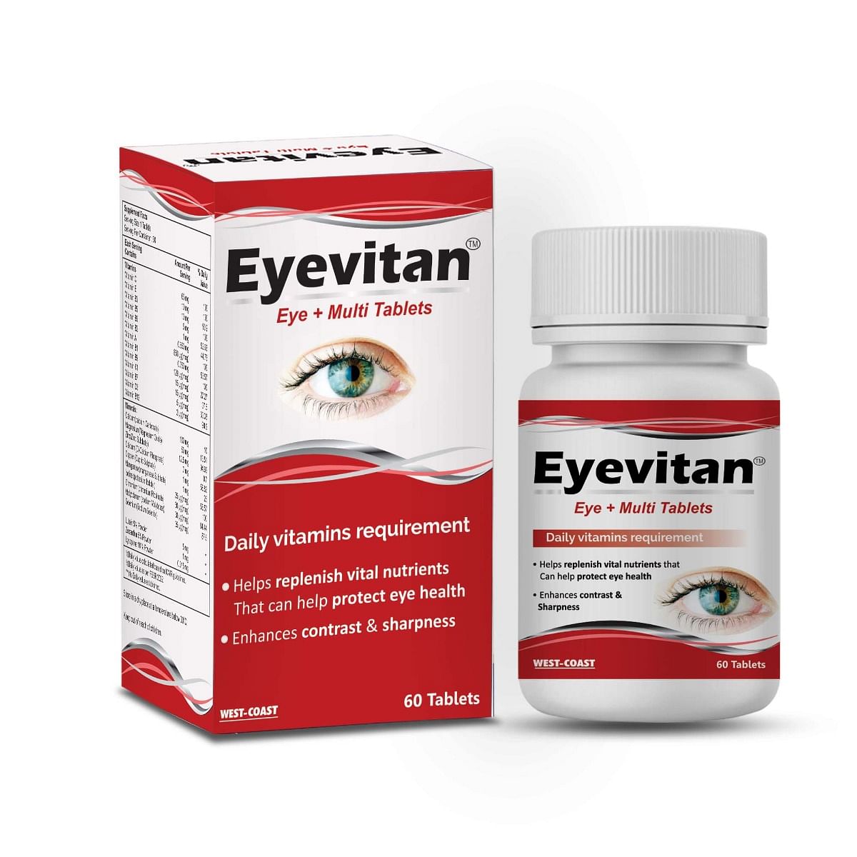 

Westcoast Eyevitan Eye + Multi Tablets Nourish your Eyes, Replenish Vital Nutrients, Protect Eye Health, Enhances Contrast & Sharpness – 60 Tablets