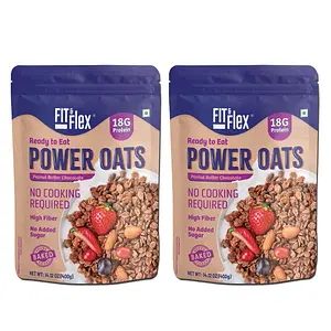 Fit And Flex Power Oats | High Protein, Zero Sugar, Ready To Eat Baked Oats, Peanut Butter Chocolate | NO COOKING REQUIRED