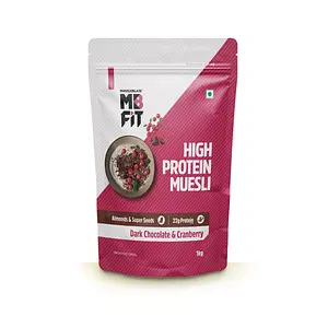 MuscleBlaze Fit High Protein Muesli 1kg | 22g Protein | Dark Chocolate & Cranberry | Almonds & Super Seeds