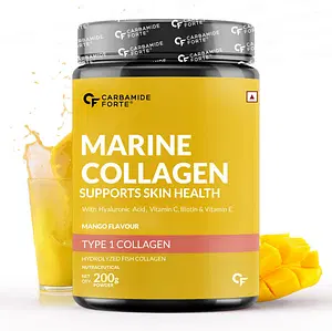 Carbamide Forte Marine Collagen Powder Supplement - for Skin Fish Collagen Powder for Women & Men - 200g Powder - Alphanso Mango Flavour