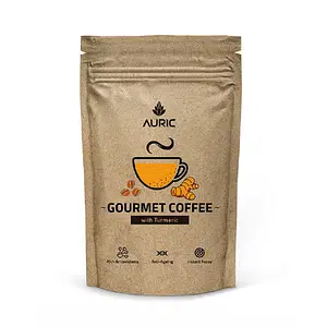 Auric Curcumin Rich Turmeric Gourmet Coffee - Antioxidants Unsweetened Coffee Powder Homemade Turmeric Latte 100 cups, 200 Gms