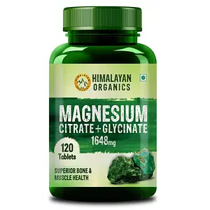 Himalayan Organics Magnesium Citrate + Glycinate 1648mg  | 120 Tablets | Bones | Muscle | Mens & Womens