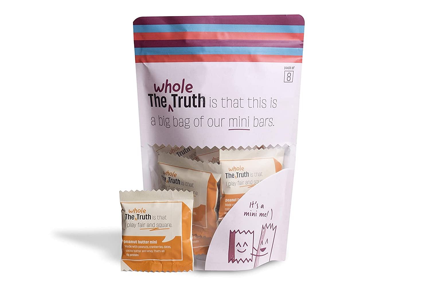 

The Whole Truth - Mini Protein Bars - Peanut Butter - Pack of 8-8 x 27g - No Added Sugar - All Natural | No Preservatives | No Artificial Sweeteners