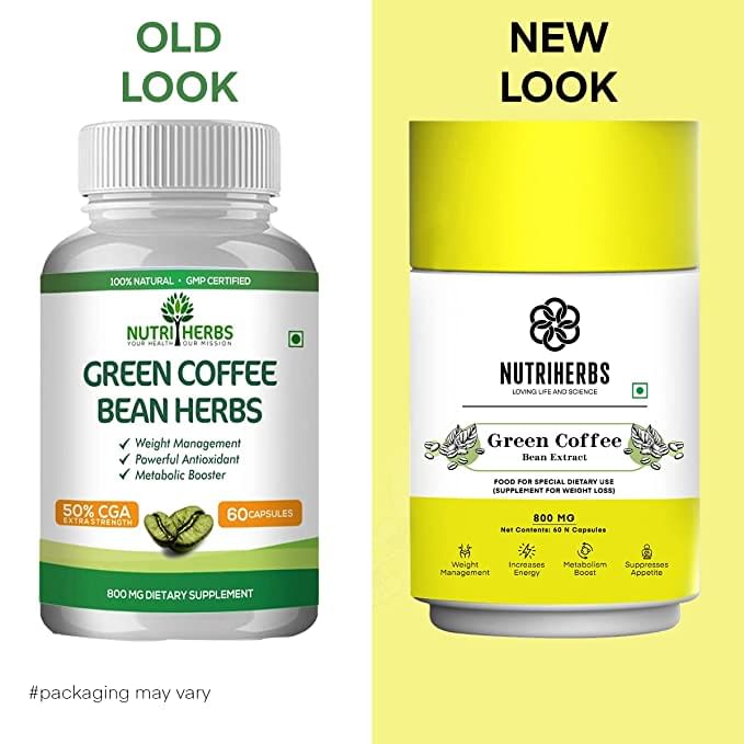 Nutriherbs Green Coffee Bean Extract 800mg 60 Capsules (50 Chlorogenic
